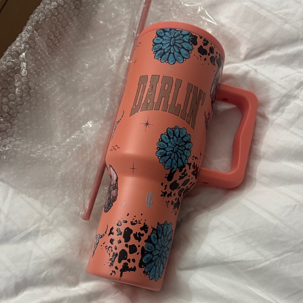 Darlin' Floral Travel Mug - coral